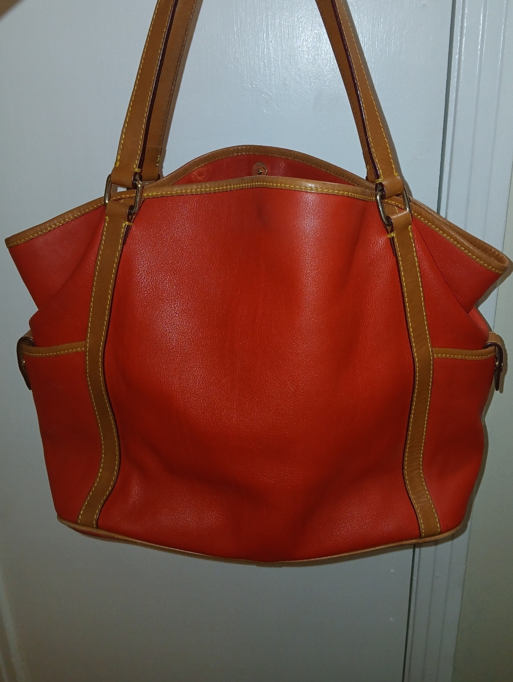 Dooney & Bourke Artist Hand-Painted Floral Tote Bag with Tan Trim - Picture 11 of 12